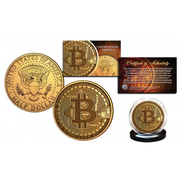 BITCOIN Physical Commemorative Crypto Block Chain 24K Gold ...