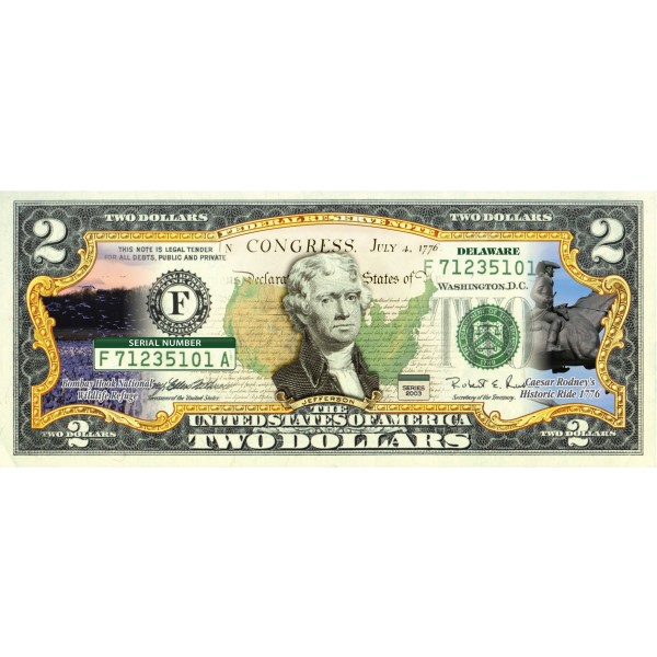 Bill *Legal Tender* SPECIAL PRICE DELAWARE $2 Statehood DE State Two-Dollar U.S 