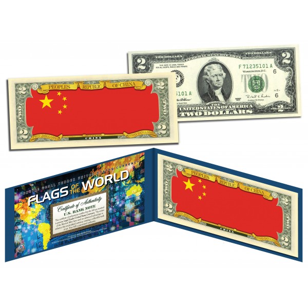 UNITED STATES USA Flags of the World Genuine Legal Tender U.S $2 Bill Currency 