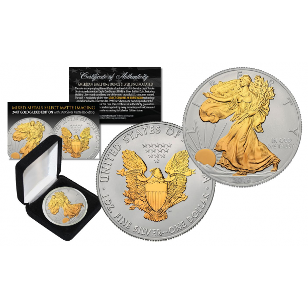 2016 American Silver Eagle Uncirculated 1 oz One Ounce U.S. Coin with Mixed-Metals Select