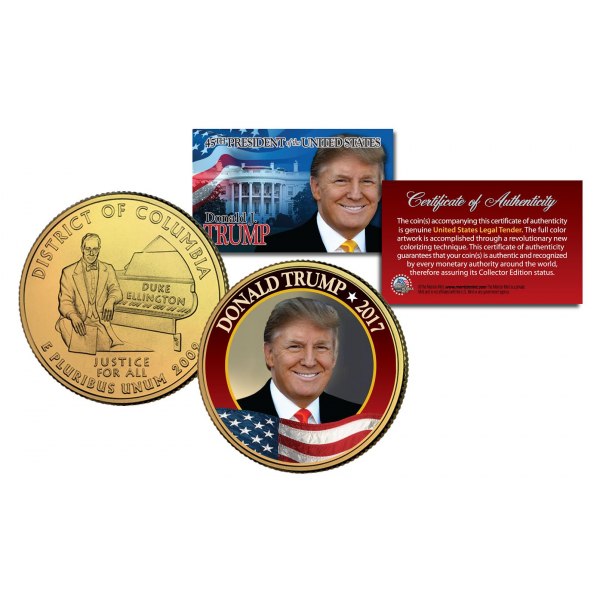 2017 President Donald Trump money coin 24k Gold Plated Commemorative 