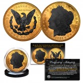 1921 Original AU MORGAN SILVER Dollar 24KT GOLD Plated with 2-Sided Black Ruthenium Highlights 