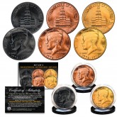 1976 Bicentennial U.S. JFK Kennedy Half Dollar Coins SET of 3 Rare Metal Versions (24KT Gold, Rose Gold, Black Ruthenium) 