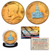 1976 Bicentennial Genuine U.S. JFK Kennedy Half Dollar Coin - 24K Gold Plated & Prism Hologram