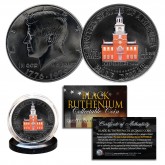 DUAL BLACK RUTHENIUM & COLORIZED 1976 Bicentennial JFK Kennedy Half Dollar Genuine U.S. Coin