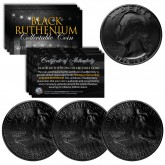 BLACK RUTHENIUM Genuine 1976 Washington Bicentennial Quarter US Coin - Lot of 3