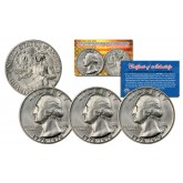 1976 S Washington Bicentennial Quarter Gem BU 40% Silver US Coin with COA & CAPSULE (QTY 3)