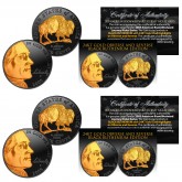 2005 BLACK RUTHENIUM American Bison Westward Journey Nickel 24KT Gold Clad Hightlights 2-Coin Set - Both P & D MINT