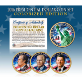 2016 Presidential $1 Dollar U.S. COLORIZED Complete 3-Coin Set with Capsules & COA