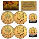 24K GOLD PLATED 2019 JFK Kennedy Half Dollar U.S. 2-Coin Set - Both P & D MINT - with Capsules and COA
