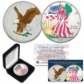 2021 Colorized 2-Sided Genuine 1 OZ .999 Fine Silver BU American Eagle U.S. Coin with BOX Limited of 300 - TYPE 2