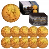 2021 Washington Crossing the Delaware Quarter Genuine U.S. Coin - 24KT GOLD PLATED (QTY: 10)