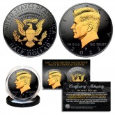 Black RUTHENIUM 2-SIDED 2022 Kennedy Half Dollar U.S. Coin with 24K Gold Clad JFK Portrait on Obverse & Reverse (D Mint)