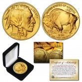 2023 24K Gold Plated $50 AMERICAN GOLD BUFFALO Indian Tribute Coin with Black Felt Coin Display Box