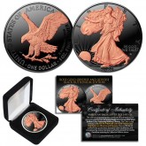 2023 BLACK RUTHENIUM with 2-Sided 24K ROSE Gold 1 OZ .999 Fine Silver BU American Eagle U.S. Coin - TYPE 2