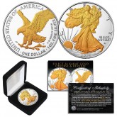 2024 American Silver Eagle Uncirculated 1 oz. One Ounce U.S. Coin with SELECT 24KT Gold Gilded Highlights on Both Sides (with BOX)