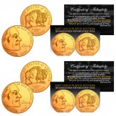 2005 American Buffalo Westward Journey Nickel 2-Coin P & D Mint Set 24K GOLD Plated - BOGO