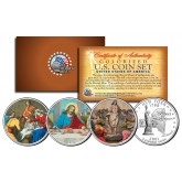 JESUS CHRIST - Nativity - Last Supper - Resurrection - Colorized New York State Quarters 3-Coin Set