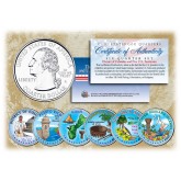 2009 DC & US TERRITORIES Quarters COLORIZED Legal Tender - 6-Coin Complete Set - with Capsules & COA