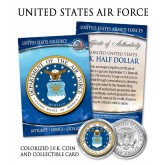 United States AIR FORCE Official JFK Kennedy Half Dollar U.S. Coin and Collectible Card