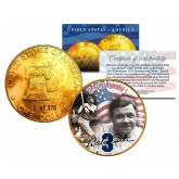 1976 BABE RUTH 24K Gold Plated IKE Dollar - Each Coin Serial Numbered of 376 - Officially Licensed