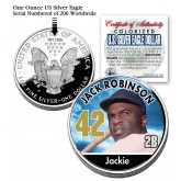 JACKIE ROBINSON 2006 American Silver Eagle Dollar 1 oz Colorized U.S. Coin Baseball - Officially Licensed