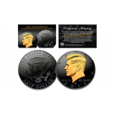 Black RUTHENIUM * BLACKOUT EDITION * Clad 2016 Kennedy Half Dollar U.S. Coin with 24K Gold Clad JFK Portrait - D Mint