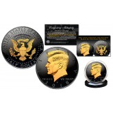 Black RUTHENIUM 2-SIDED 2018 Kennedy Half Dollar U.S. Coin with 24K Gold Clad JFK Portrait on Obverse & Reverse (P Mint)