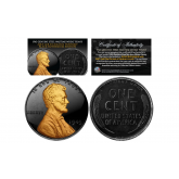 Black RUTHENIUM 1943 Genuine Steel Wartime Wheat Penny U.S. Coin with 24K Clad Lincoln Portrait  