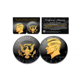 Black RUTHENIUM 2-SIDED 2016 Kennedy Half Dollar U.S. Coin with 24K Gold Clad JFK Portrait on Obverse & Reverse (P Mint)