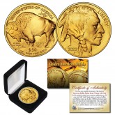 2022 24K Gold Plated $50 AMERICAN GOLD BUFFALO Indian Tribute Coin with Black Felt Coin Display Box