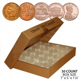 PENNY Direct-Fit Airtight 19mm Coin Capsule Holders For PENNIES (QTY: 50)  **COMES PACKAGED WITH BOX AS SHOWN**