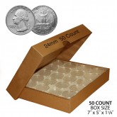 QUARTER Direct-Fit Airtight 24mm Coin Capsule Holders For QUARTERS (QTY: 50) **COMES PACKAGED WITH BOX AS SHOWN** 