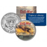 American Civil War - BATTLE OF FORT SUMTER - JFK Kennedy Half Dollar U.S. Colorized Coin