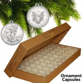 250 Direct Fit Airtight 40.6mm CHRISTMAS ORNAMENT Coin Holders Capsule Holders For SILVER EAGLE Oz