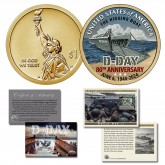 WWII D-DAY Normandy Invasion 80th ANNIVERSARY 1944-2024 American Innovation Higgins Boat $1 Dollar Coin & Card