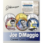 Baseball Legend JOE DiMAGGIO New York Statehood Quarters US Colorized 3-Coin Set - Officially Licensed