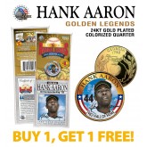 HANK AARON Golden Legends 24K Gold Plated State Quarter US Coin - BUY 1 GET 1 FREE - bogo
