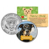 ROTTWEILER - Dog - JFK Kennedy Half Dollar U.S. Colorized Coin - Limited Edition