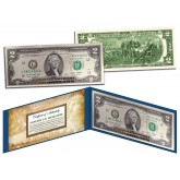 Declaration of Independence Gold Leaf Genuine Legal Tender US $2 Bill Currency