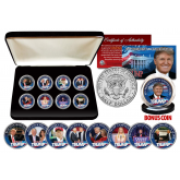 DONALD TRUMP Official JFK Kennedy Half Dollars ULTIMATE 8-Coin Set with Premium Display BOX & BONUS 45th President Trump JFK Coin 