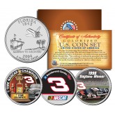 DALE EARNHARDT - Daytona Winner - 7-Time Champ - Florida Quarters US 3-Coin Set - Officially Licensed