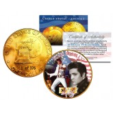 1976 ELVIS PRESLEY in Concert 24K Gold Plated IKE Dollar - Each Coin Serial Numbered of 376 - Officially Licensed