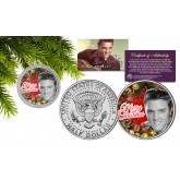 ELVIS PRESLEY JFK Half Dollar Coin with Christmas Tree Ornament Capsule * Vintage B/W *