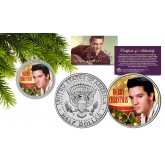 ELVIS PRESLEY JFK Half Dollar Coin with Christmas Tree Ornament Capsule * Young Elvis * 
