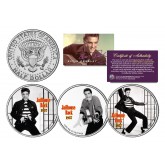 ELVIS PRESLEY - Jailhouse Rock - MOVIE Colorized JFK Kennedy Half Dollar US 3-Coin Set - Officially Licensed
