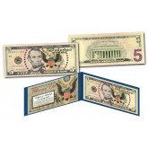 MILLENNIAL ELITE SERIES Genuine $5 Bill High-Def Colorized SYMBOLS OF FREEDOM 