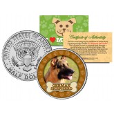 GERMAN SHEPHERD Dog JFK Kennedy Half Dollar U.S. Colorized Coin