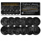 EISENHOWER IKE DOLLARS BLACK RUTHENIUM 6-COIN SET Complete Set of all 6 Years 1971-1978 with COA