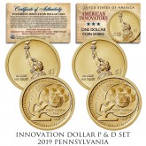 American Innovation PENNSYLVANIA 2019 Statehood $1 Dollar Coin - Uncirculated 2-Coin P & D Set